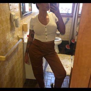 High waisted brown pants